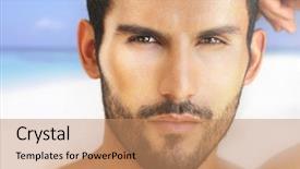  Presentation with men grooming - Amazing PPT theme having men grooming - closeup portrait of a beautiful backdrop and a coral colored foreground