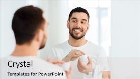  Presentation with men grooming - Audience pleasing theme consisting of men grooming - happy young man applying cream backdrop and a lemonade colored foreground