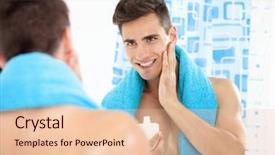  Presentation with men grooming - Cool new PPT layouts with men grooming - portrait of a young man backdrop and a lemonade colored foreground