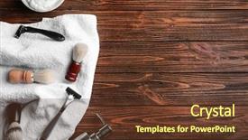  Presentation with men grooming - Theme featuring men grooming - shaving accessories for man background and a tawny brown colored foreground