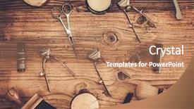  Presentation with men grooming - PPT layouts featuring men grooming - shaving accessories background and a coral colored foreground