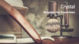  Presentation with men grooming - Presentation having men grooming - shaving razors and bowl background and a gray colored foreground