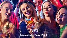  Presentation with cocktail party - Slide set featuring men have fun in night background and a navy blue colored foreground