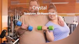  Presentation with gym - Amazing slide deck having overweight couple in gym backdrop and a red colored foreground