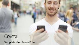  Presentation with two people holding hands - Cool new theme with men holding in hands two backdrop and a light gray colored foreground