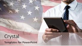  Presentation with american flag - PPT theme featuring men honor - upper mid-section of man using background and a coral colored foreground