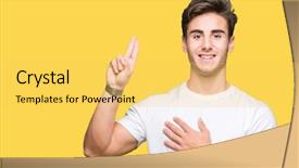  Presentation with young man wearing a hat - Audience pleasing PPT layouts consisting of men honor - young handsome man wearing white backdrop and a yellow colored foreground