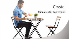  Presentation with shot - Cool new slide deck with important person - full length profile shot backdrop and a white colored foreground