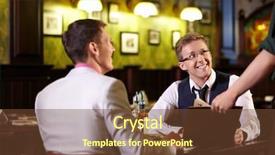  Presentation with restaurant pub menu - Theme featuring men in a pub menu background and a  colored foreground