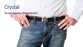  Presentation with trousers - Audience pleasing PPT layouts consisting of men in jeans trousers backdrop and a sky blue colored foreground