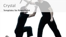  Presentation with ground fighting - Cool new PPT theme with men-krav-maga-fighters-fighting backdrop and a white colored foreground