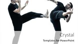  Presentation with visionary men - Colorful presentation enhanced with men-krav-maga-fighters-fighting backdrop and a white colored foreground