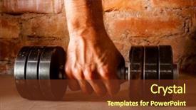  Presentation with barbell - Beautiful PPT layouts featuring male hand is holding metal barbell against brick wall backdrop and a tawny brown colored foreground