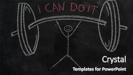  Presentation with barbell - Slide deck having disiplin design - symbol of human with barbell background and a black colored foreground