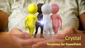  Presentation with understanding - Presentation design with men-of-different-races-stand background and a tawny brown colored foreground