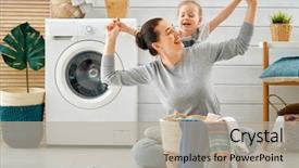  Presentation with young child brain development - Colorful slide set enhanced with men origen - beautiful young woman and child backdrop and a mint green colored foreground