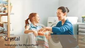  Presentation with woman child - Presentation theme featuring men origen - beautiful young woman and child background and a coral colored foreground