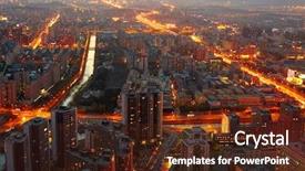  Presentation with cityscape - Amazing slide deck having men origen - beijing cityscape backdrop and a tawny brown colored foreground