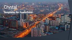  Presentation with cityscape - Beautiful presentation theme featuring men origen - beijing cityscape backdrop and a ocean colored foreground