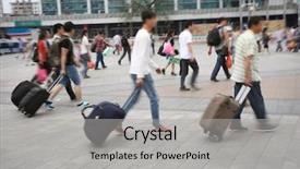  Presentation with china guangzhou - Slide deck enhanced with men origen - guangzhou railway station passenger background and a  colored foreground