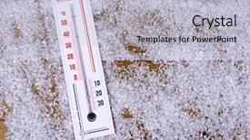  Presentation with snow - Slides enhanced with men origen - thermometer in snow close-up background and a  colored foreground