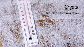  Presentation with dust of snow - PPT layouts with men origen - thermometer in snow close-up background and a light gray colored foreground