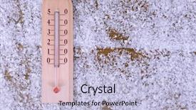  Presentation with snow - Beautiful PPT theme featuring men origen - thermometer in snow close-up backdrop and a light blue colored foreground