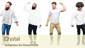  Presentation with virile young men - Audience pleasing slide deck consisting of men over white isolated background backdrop and a cream colored foreground