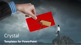  Presentation with envelope - PPT theme having men passes envelope mixed media background and a ocean colored foreground