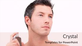  Presentation with wellness - Beautiful presentation theme featuring men perfume - cosmetic wellness spa man spraying backdrop and a coral colored foreground