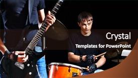 Presentation with night club - Beautiful theme featuring live rock music background drummer - men playing guitar in night backdrop and a wine colored foreground