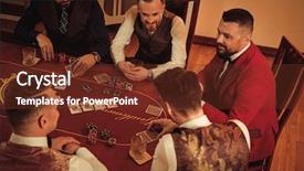  Presentation with class - PPT theme having men playing poker in gentlemen background and a tawny brown colored foreground