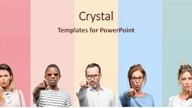  Presentation with mix of people - Audience pleasing slide set consisting of men pointing to the front backdrop and a lemonade colored foreground