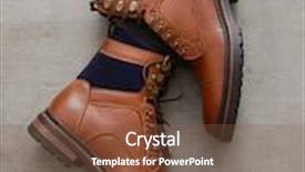  Presentation with brown leather - Presentation theme enhanced with men's accessories with brown leather boots on gray grunge background background and a tawny brown colored foreground