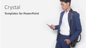  Presentation with fashion handbag - Audience pleasing slide deck consisting of men-s-beauty-fashion-handsome backdrop and a white colored foreground