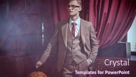  Presentation with luxury lifestyle - Presentation design having men-s-beauty-fashion-serious background and a tawny brown colored foreground