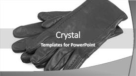  Presentation with black men - Audience pleasing PPT layouts consisting of men's black leather gloves isolated on white background backdrop and a dark gray colored foreground