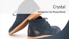  Presentation with men shoes - Cool new PPT theme with men's blue leather shoes isolated on white background backdrop and a white colored foreground
