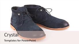  Presentation with men shoes - Cool new PPT theme with men's blue leather shoes backdrop and a lemonade colored foreground