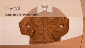  Presentation with brown leather - PPT layouts having men-s-brown-leather-jacket background and a coral colored foreground