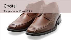  Presentation with men shoes - Slides consisting of men's brown leather shoes isolated with shadow background and a mint green colored foreground