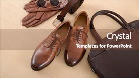  Presentation with fashion accessories - PPT theme enhanced with men's casual fashion apparel and accessories on wooden background background and a tawny brown colored foreground