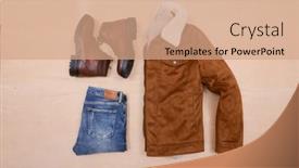  Presentation with mens fashion black - PPT theme with men-s-casual-outfit-men background and a coral colored foreground