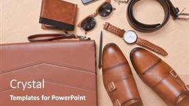  Presentation with fashion accessories - Presentation design consisting of men-s-casual-outfit-men background and a coral colored foreground