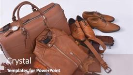  Presentation with fashion accessories - Amazing presentation design having men-s-fashion-brown-jacket backdrop and a tawny brown colored foreground