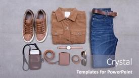  Presentation with fashion accessories - Colorful PPT theme enhanced with men-s-fashion-casual-outfits backdrop and a gray colored foreground