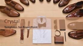  Presentation with fashion accessories - Amazing slide set having men-s-fashion-casual-outfits backdrop and a coral colored foreground