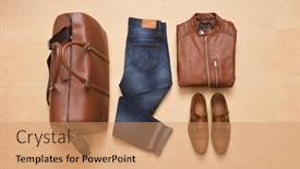  Presentation with fashion accessories - PPT layouts enhanced with men-s-fashion-casual-outfits background and a coral colored foreground
