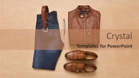  Presentation with fashion accessories - Slide deck having men-s-fashion-casual-outfits background and a coral colored foreground
