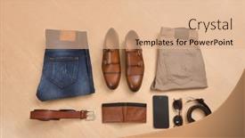  Presentation with fashion accessories - Amazing presentation design having men-s-fashion-casual-outfits backdrop and a coral colored foreground